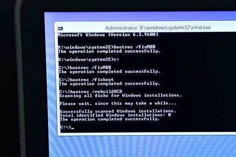 bootrec rebuildbcd fails.